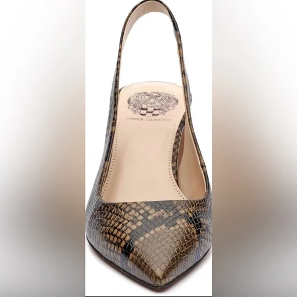 Vince Camuto Hamden Snake Print Leather Slingback Pumps Size 8 EUC - Picture 2 of 11